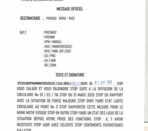 Nord-Kivu : Le VPM de l’intérieur demande au gouverneur militaire de rapporter sa note circulaire mettant en congé technique des agents non encore à Beni
