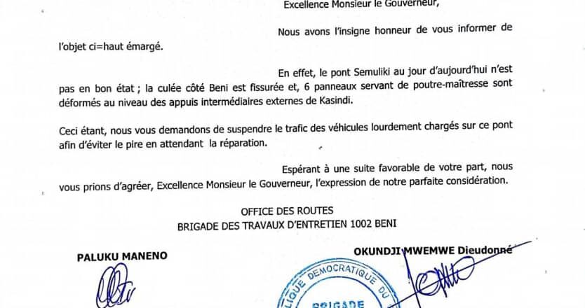 Pont Semuliki en péril : la CRDH dénonce les coupures répétées de la circulation sur l’axe Kasindi-Beni