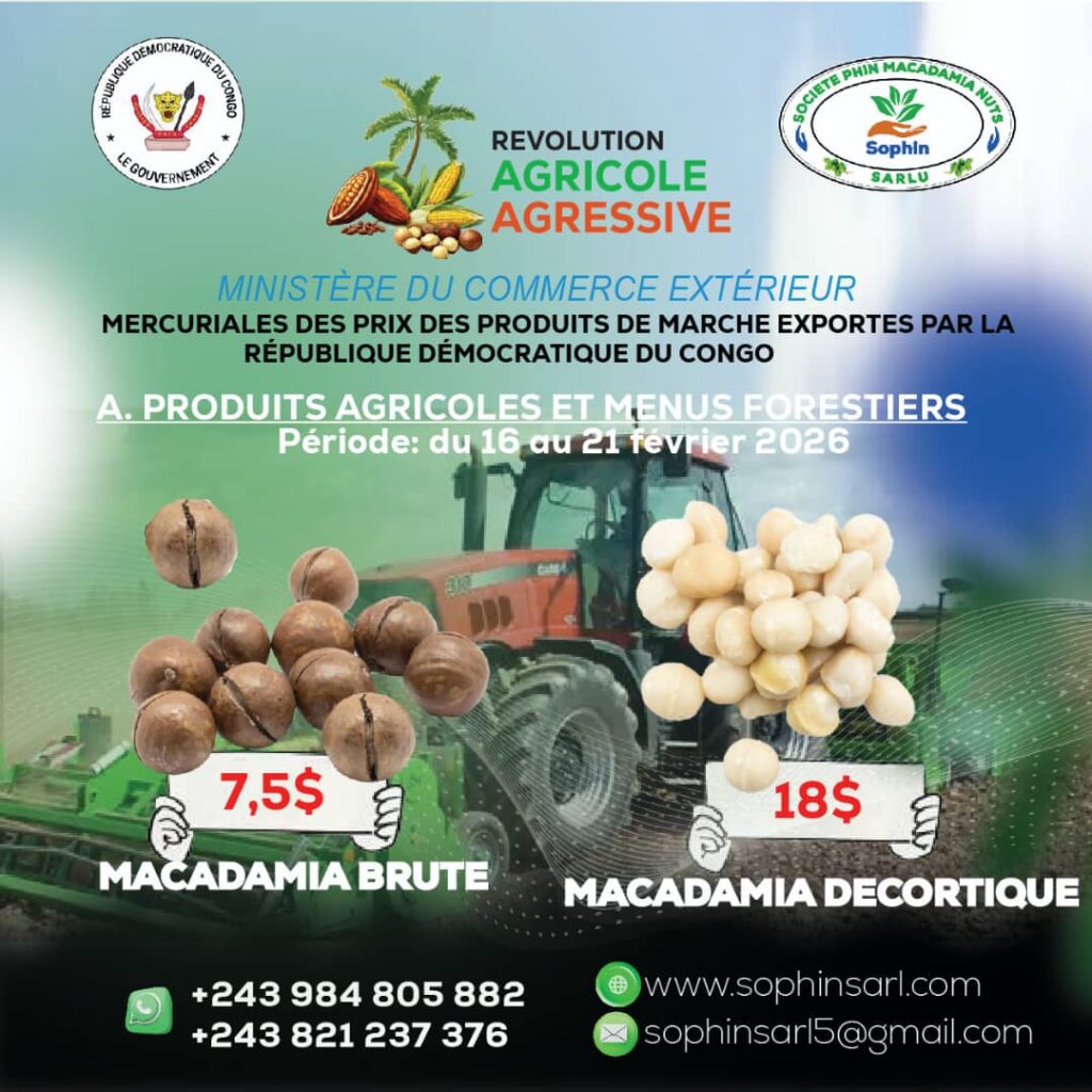 RDC : le gouvernement et Phin Macadamia Nuts fixent les prix de la noix de macadamia à l’exportation